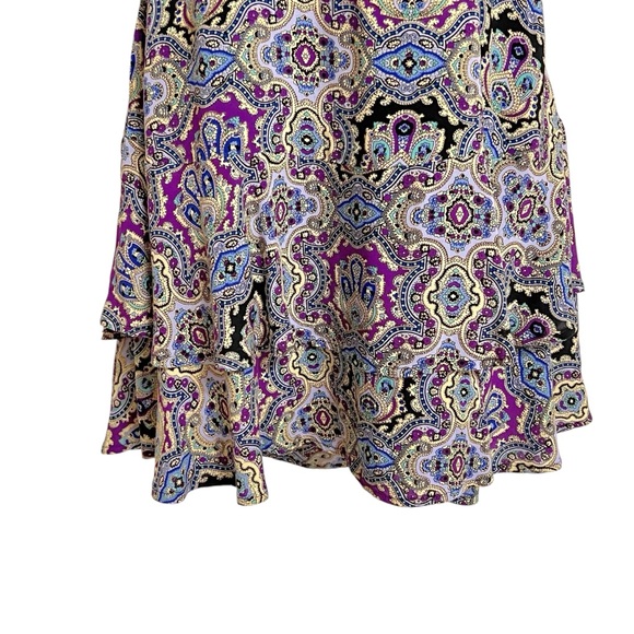 Free People Paisley In Tiers Boho Mini Dress XS Multicolor Festival Coachella - Picture 4 of 9